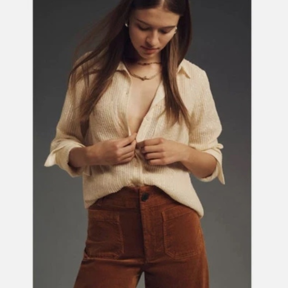 Anthropologie Maeve The Colette Corduroy Crop Wide-Leg Pants: Corduroy Edition - Picture 5 of 5